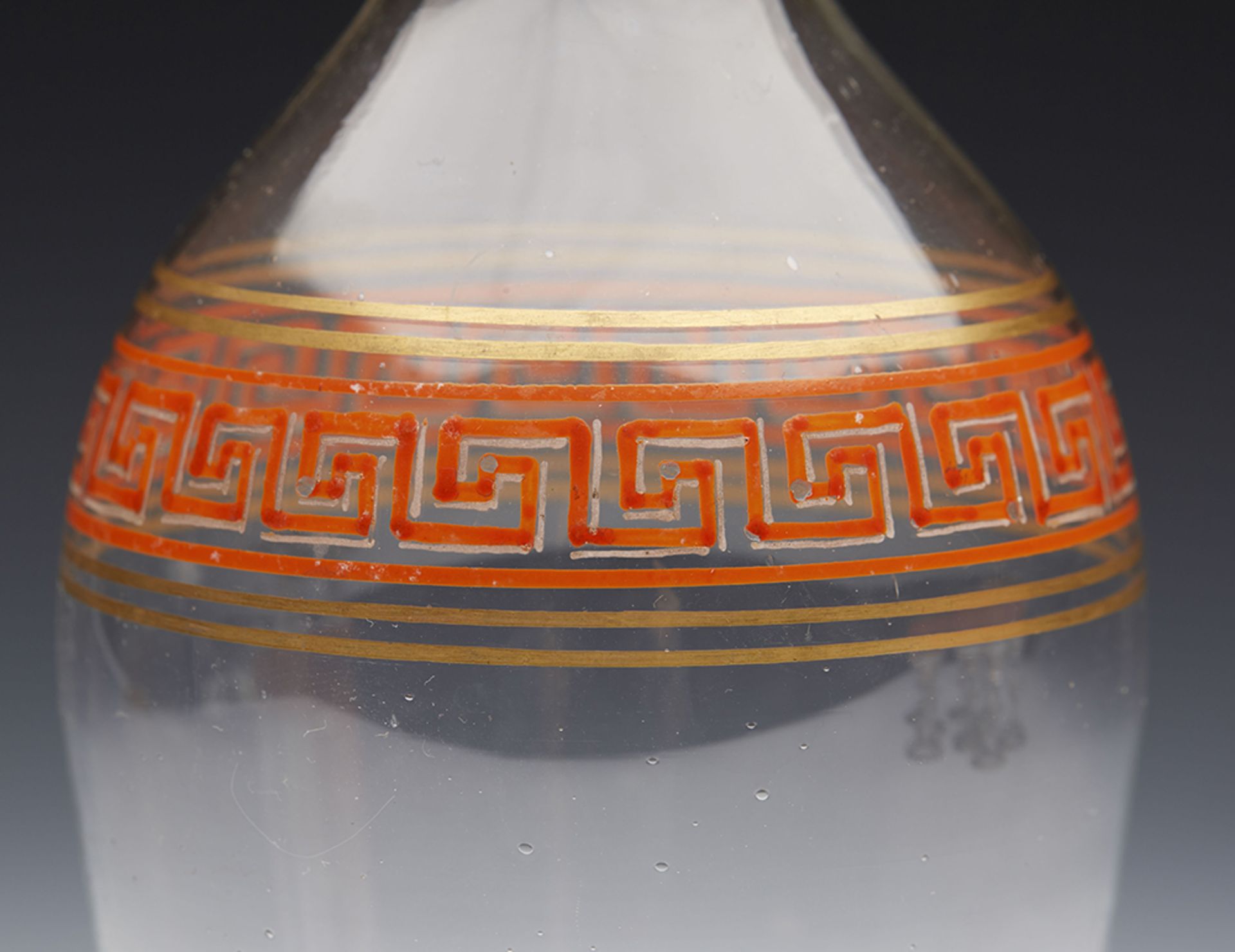 Antique Greek Key Pattern Glass Spirit Decanter & Glasses 19Th C. - Image 6 of 9