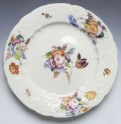 Antique English Welsh Floral Painted Moulded Plate Early 19Th C.