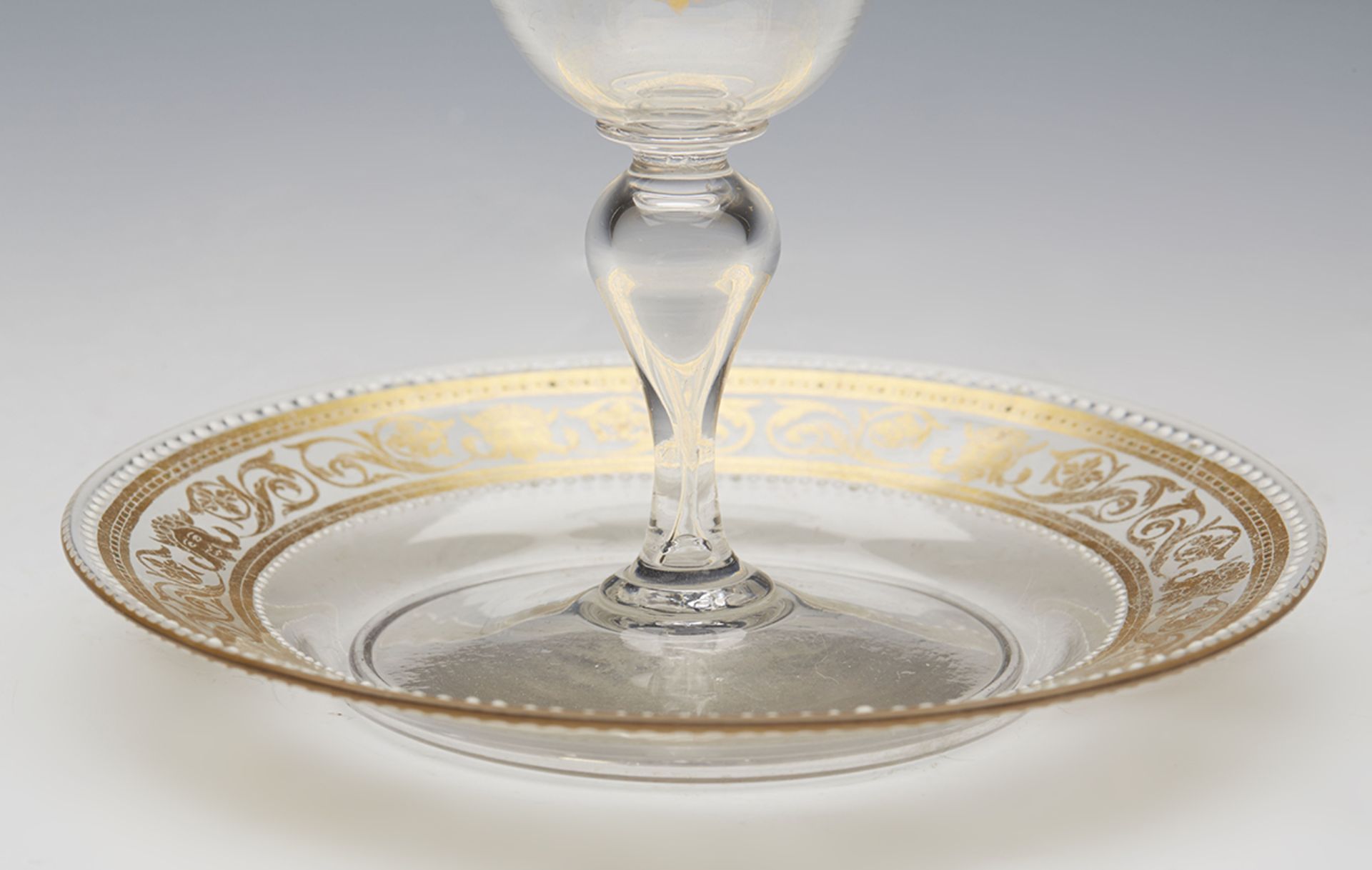 Vintage Venetian Gilded Wine Glass And Stand With Monogram 19/20Th C. - Image 3 of 8