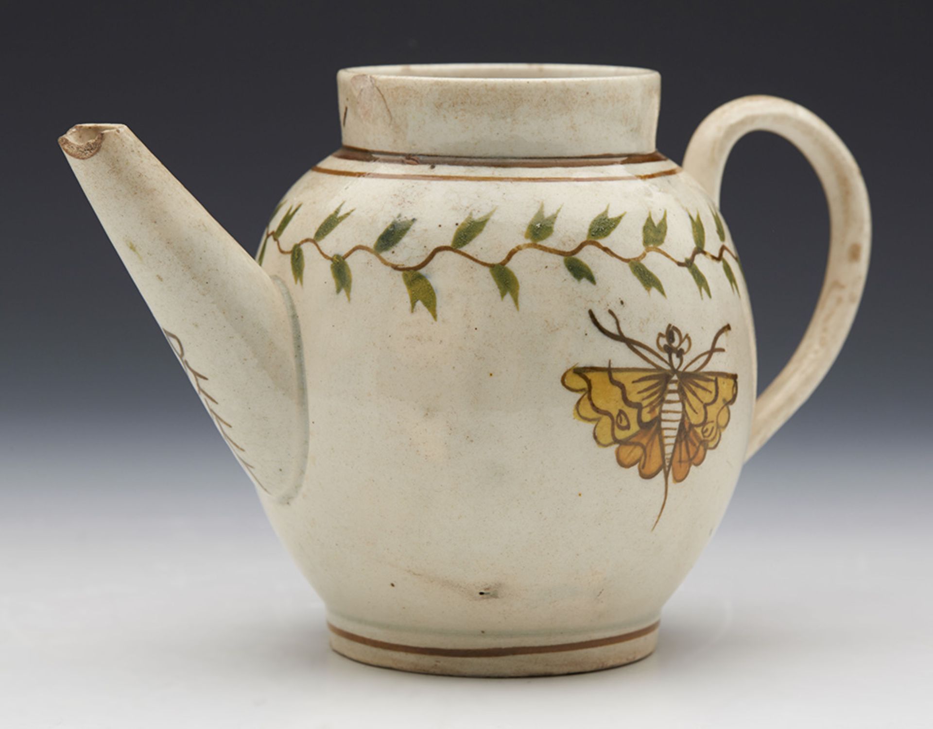 Antique Miniature Prattware Insect Painted Teapot 18Th C. - Image 8 of 8