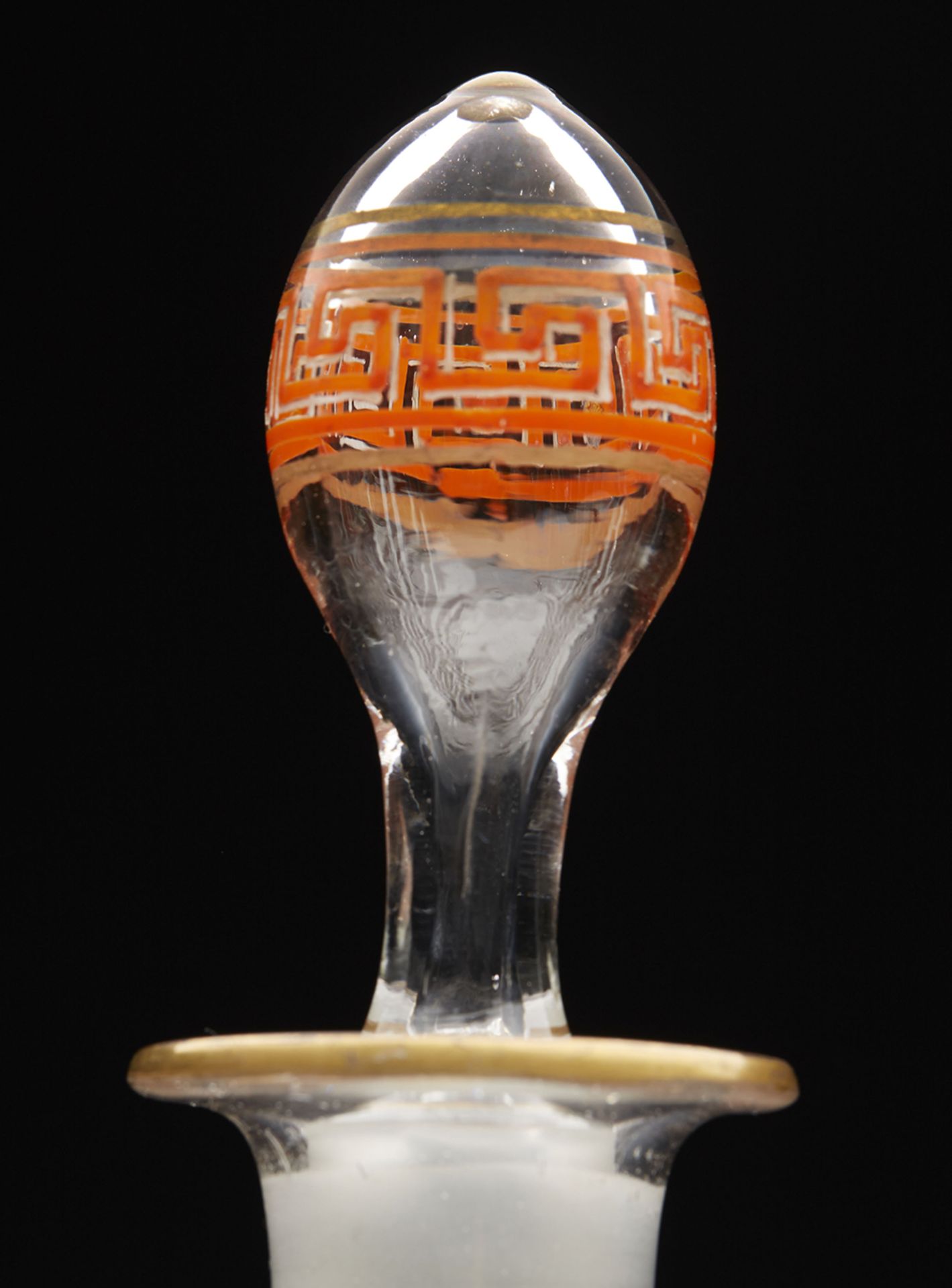 Antique Greek Key Pattern Glass Spirit Decanter & Glasses 19Th C. - Image 5 of 9