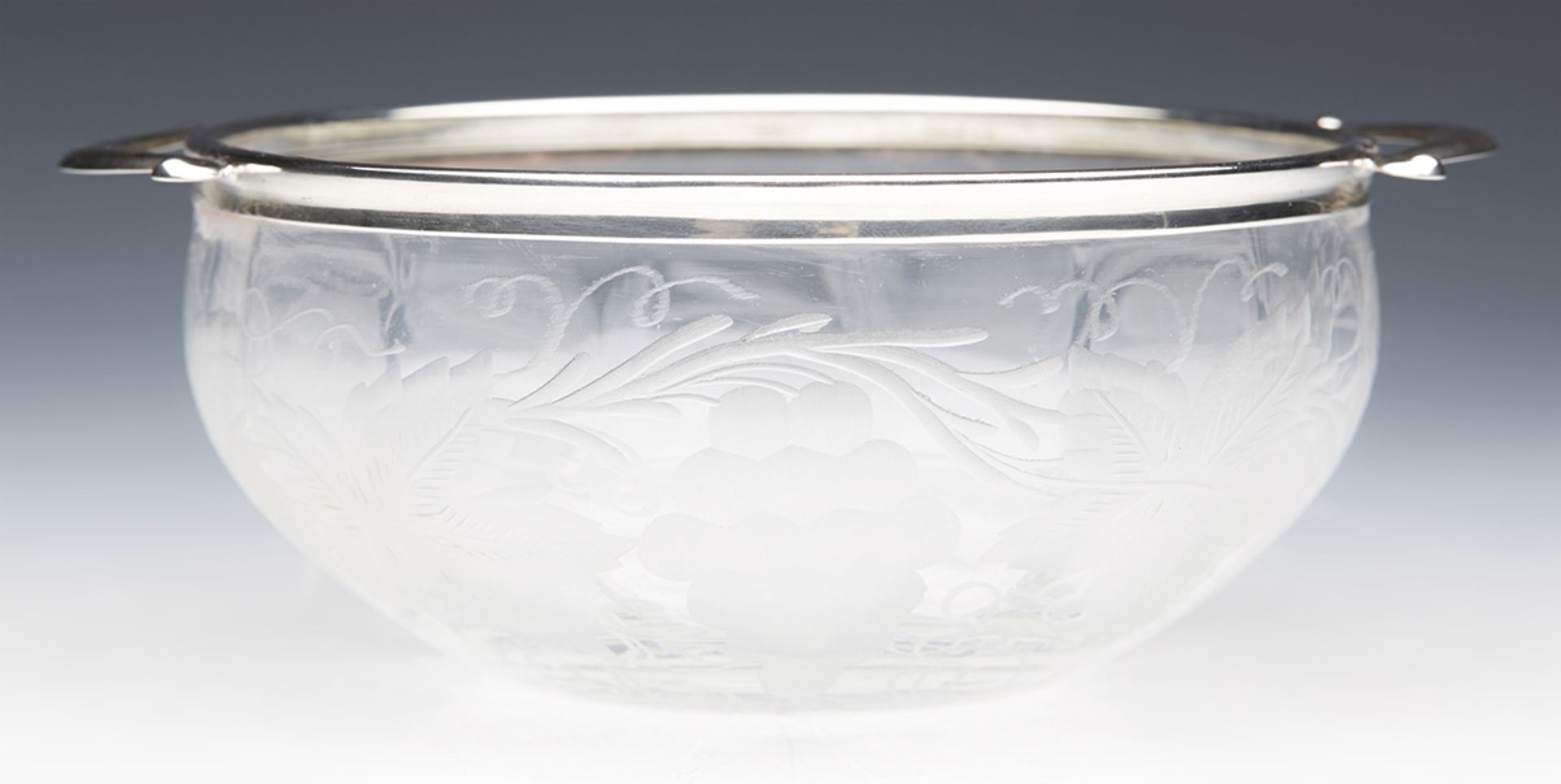 Fine Antique American Silver Mounted Engraved Glass Bowl 19Th C. - Image 9 of 9
