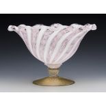 Vintage Italian Salviati Murano Art Glass Pedestal Bowl 20Th C.