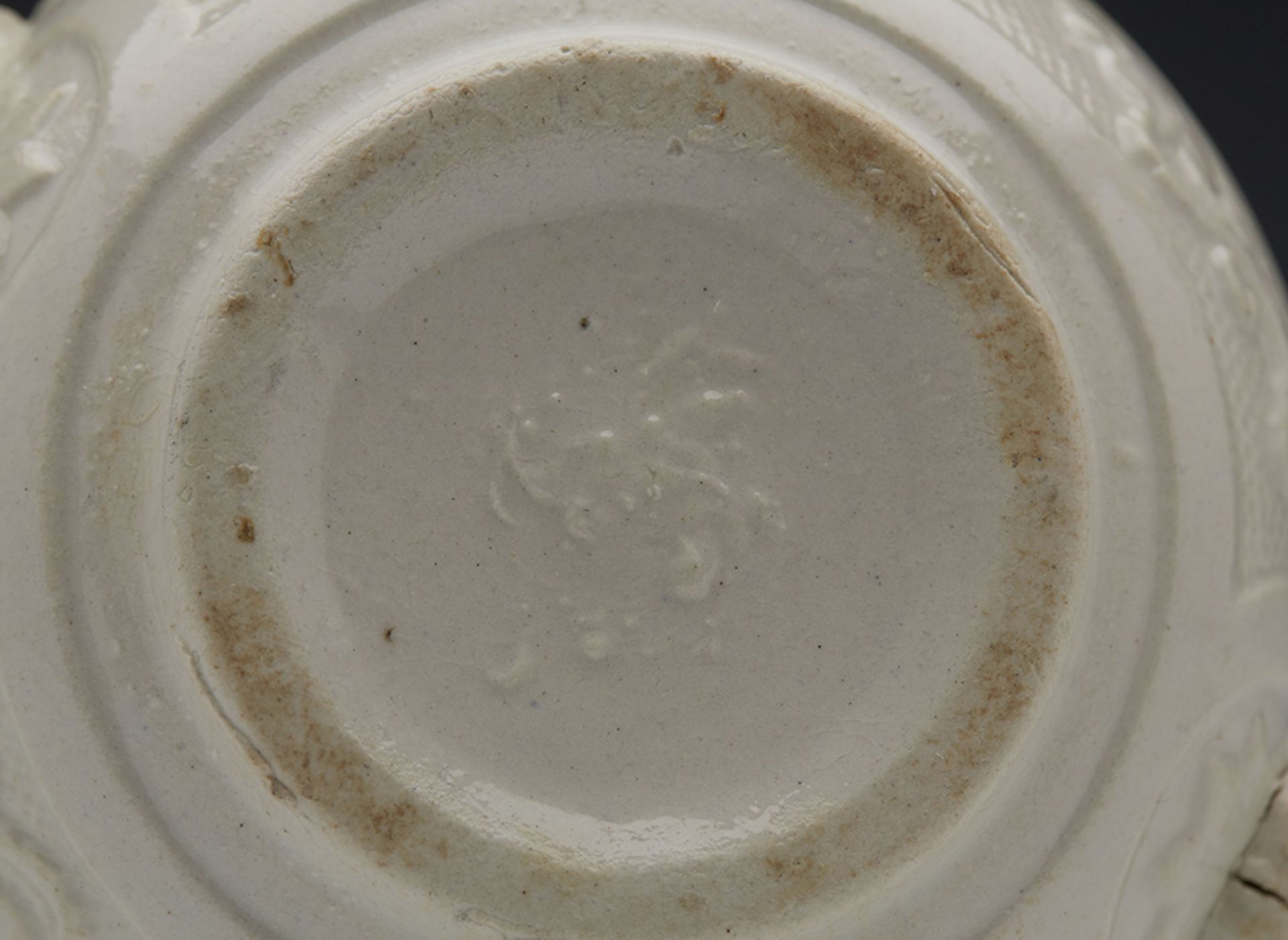 Antique Miniature Salt Glazed Teapot With Moulded Designs 18/19Th C. - Image 6 of 8