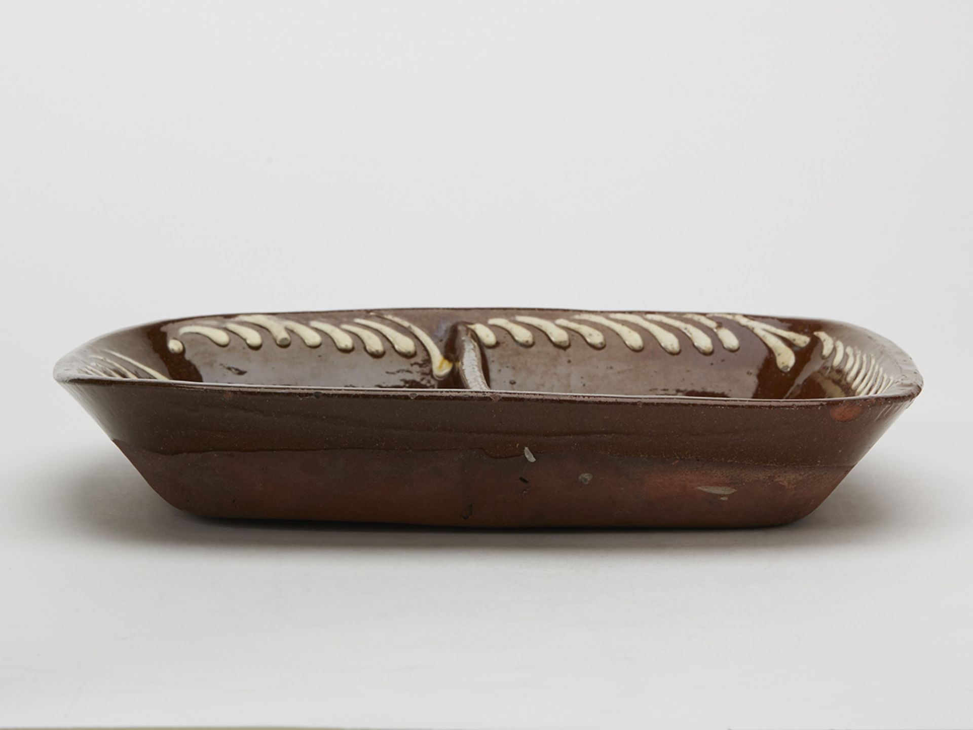 Antique Twin Compartment Slip Ware Dish 19Th C. - Image 2 of 9