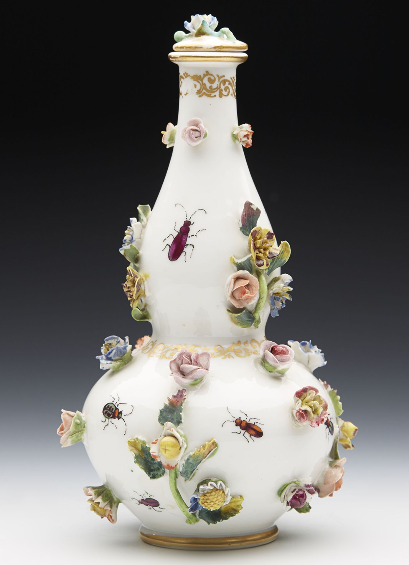 Antique Dresden Floral Encrusted Scent Bottle 19Th C. - Image 8 of 8