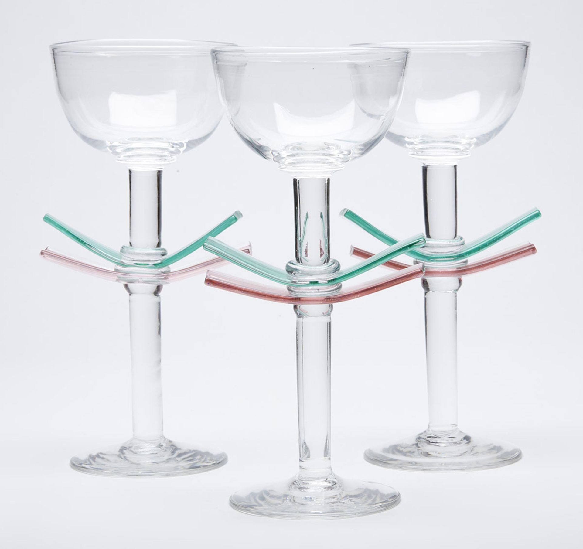 Trio Modern Art Glass Goblets By Annette Meech 1986