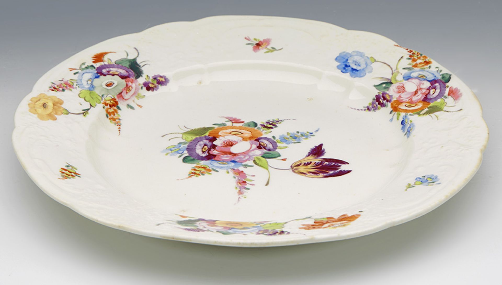 Antique English Welsh Floral Painted Moulded Plate Early 19Th C. - Image 10 of 10