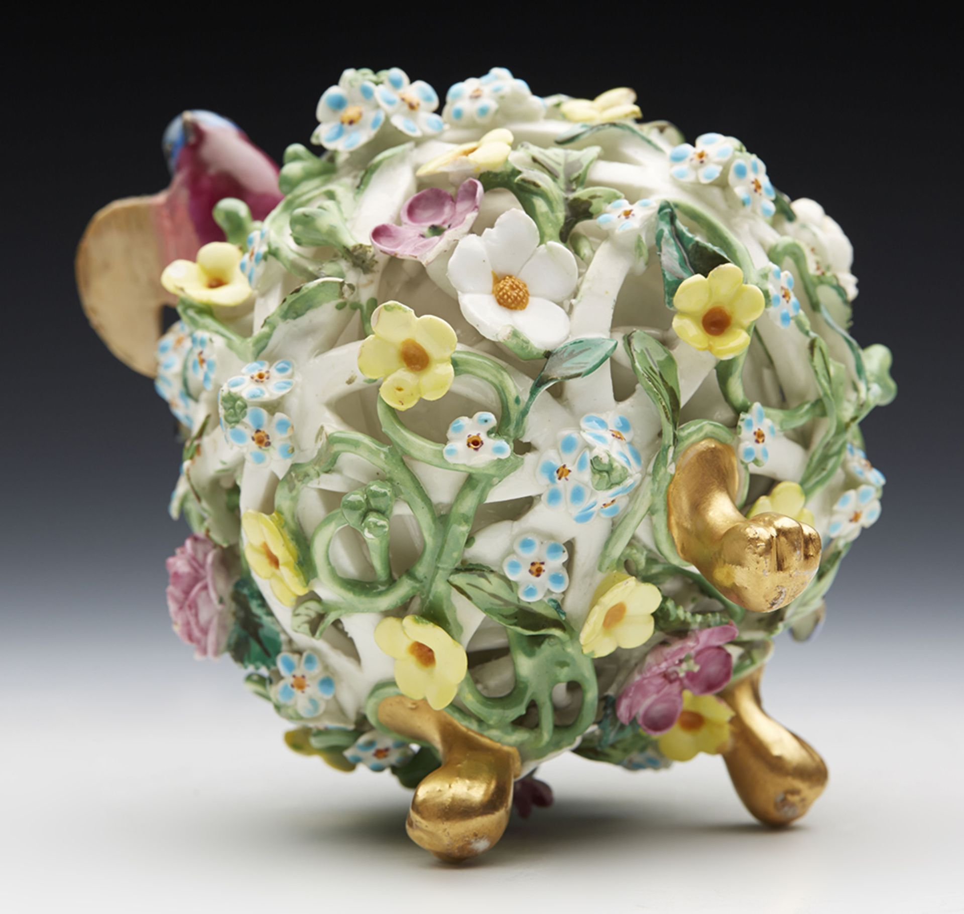 Antique English Flower Encrusted Pot Pourri Vase 18/19Th C. - Image 6 of 7