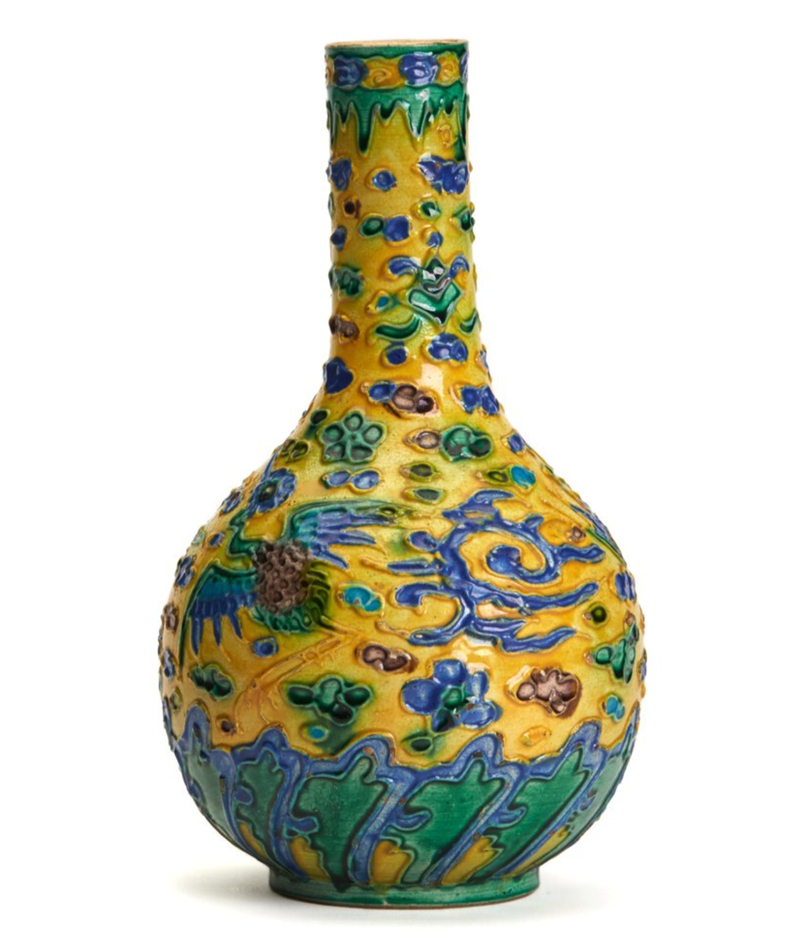 Antique Chinese Biscuit Yellow Ground Vase With Ho-Ho Birds 19Th C. - Image 6 of 10