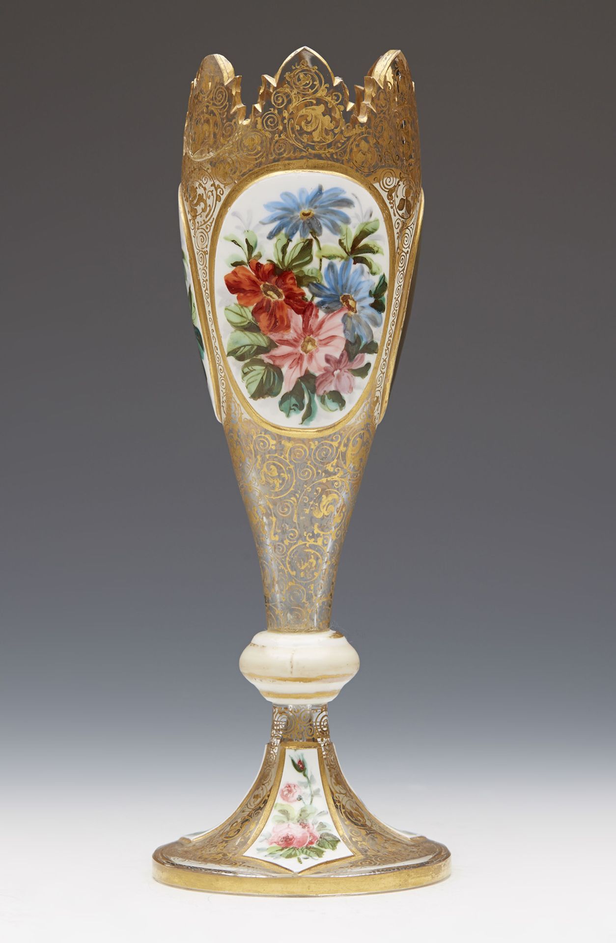 Antique Bohemian Painted Portrait Glass Vase C.1880 - Bild 3 aus 8
