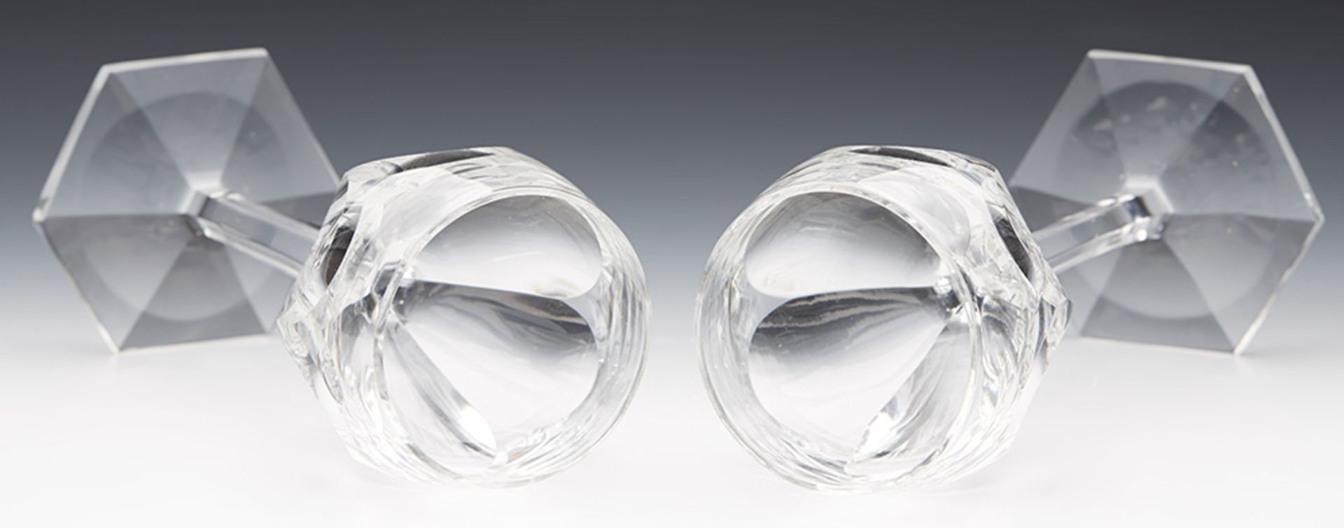 Pair Vintage Moser Cut Crystal Hock Glasses 20Th C. - Image 6 of 7