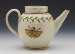 Antique Miniature Prattware Insect Painted Teapot 18Th C.