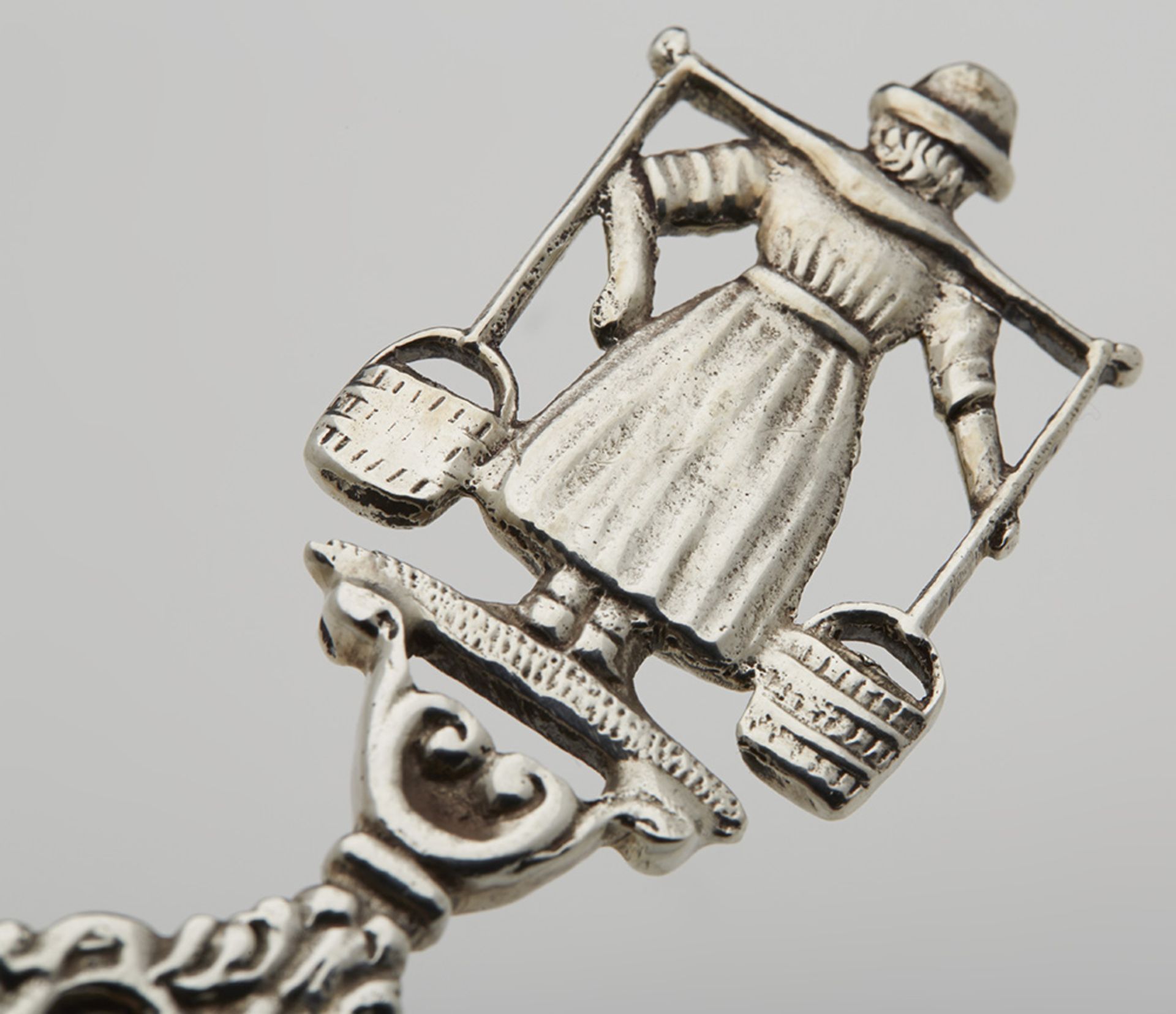 Fine Antique Dutch Silver Happy Farmers Presentation Spoon With Figural Bowl 19Th C. - Image 2 of 7