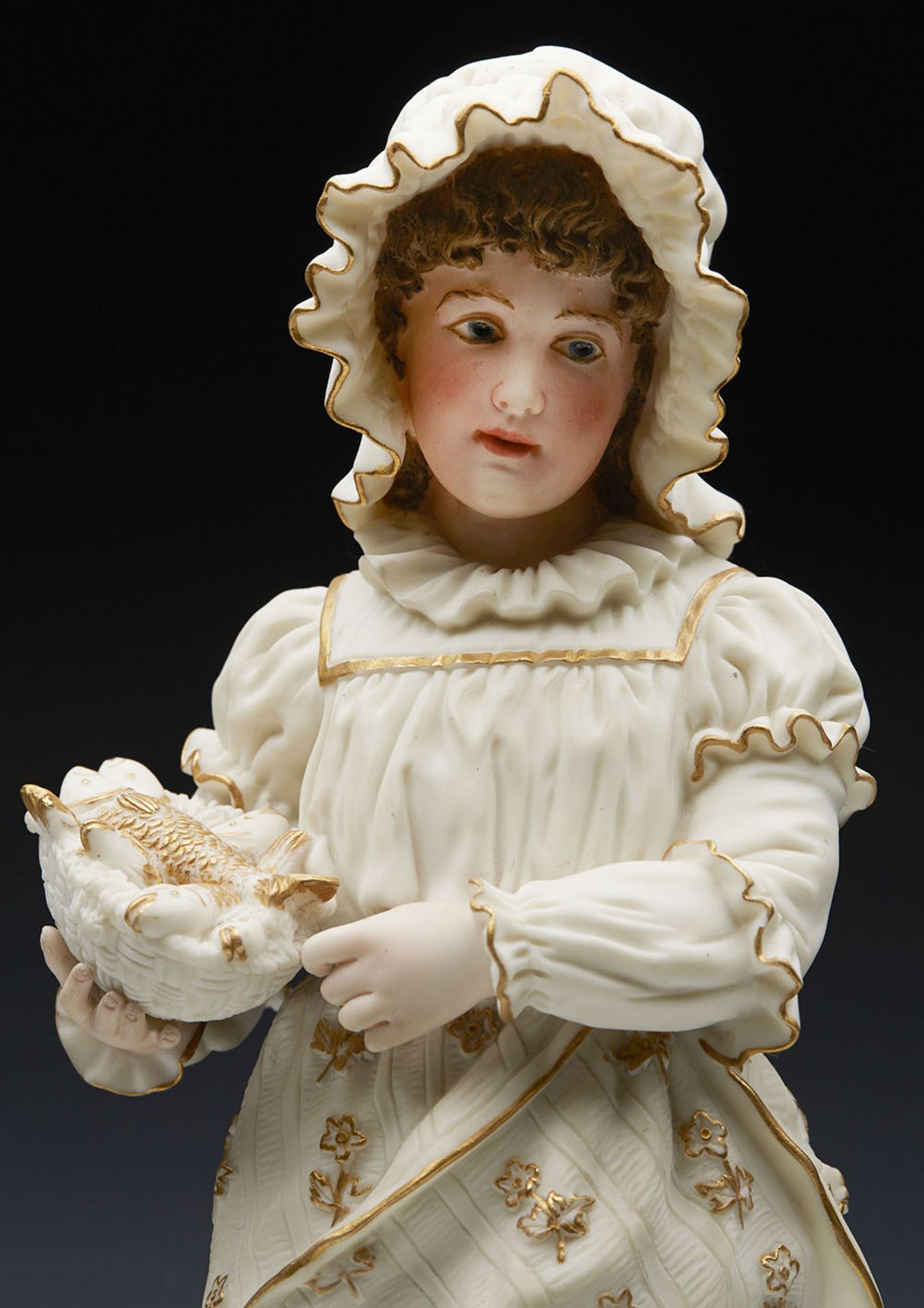 Antique Robinson & Leadbeater Parian Girl Fish Seller Figurine C.1885 - Image 3 of 12