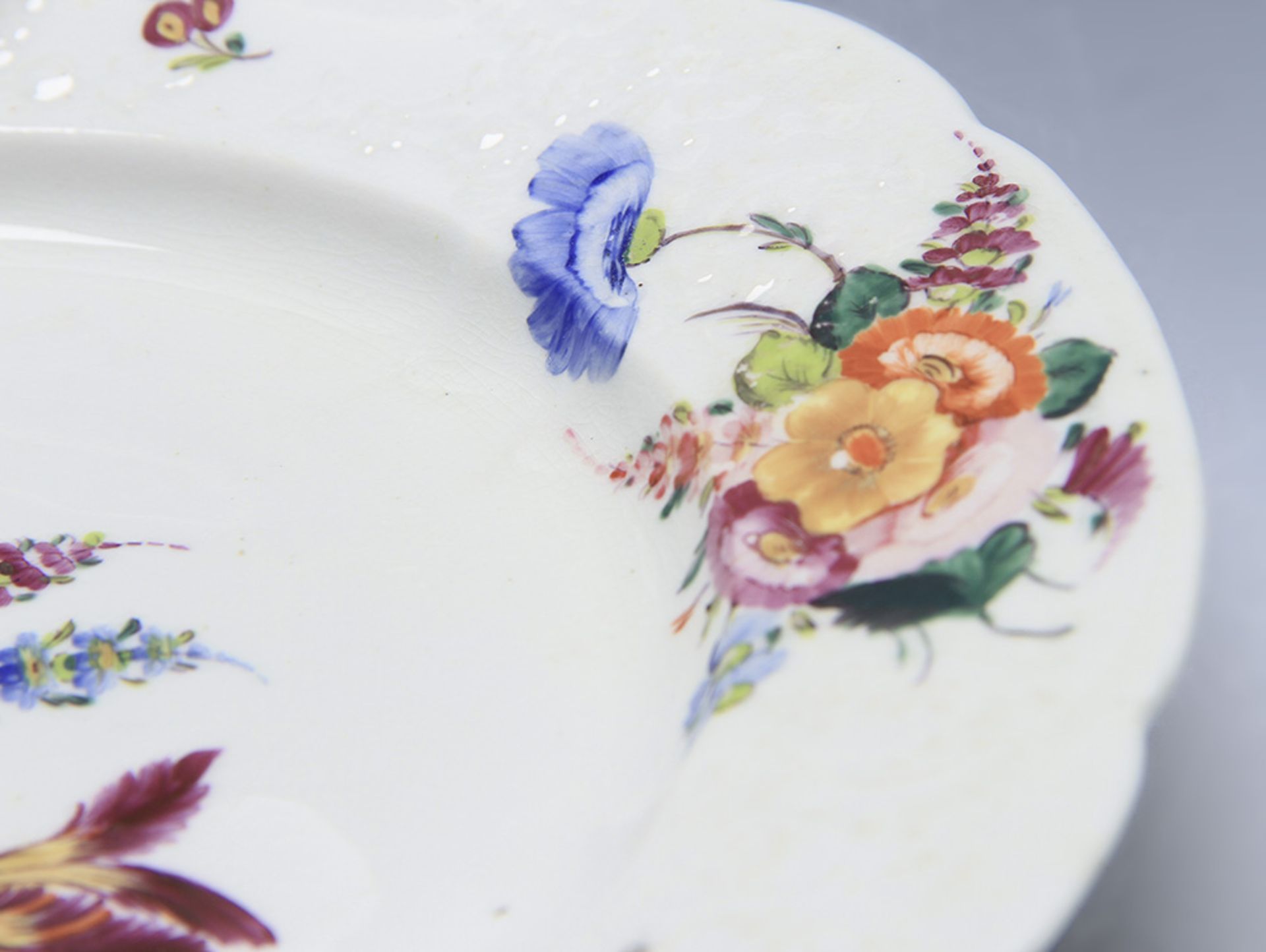 Antique English Welsh Floral Painted Moulded Plate Early 19Th C. - Image 9 of 12