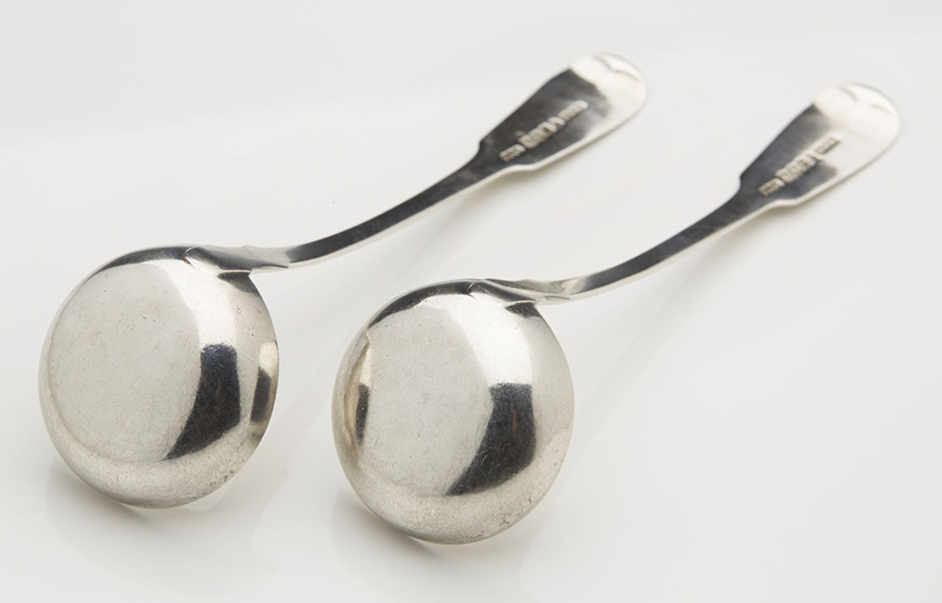 Pair Antique Scottish Silver Sauce Ladles Edinburgh James & William Marshall - Image 2 of 5