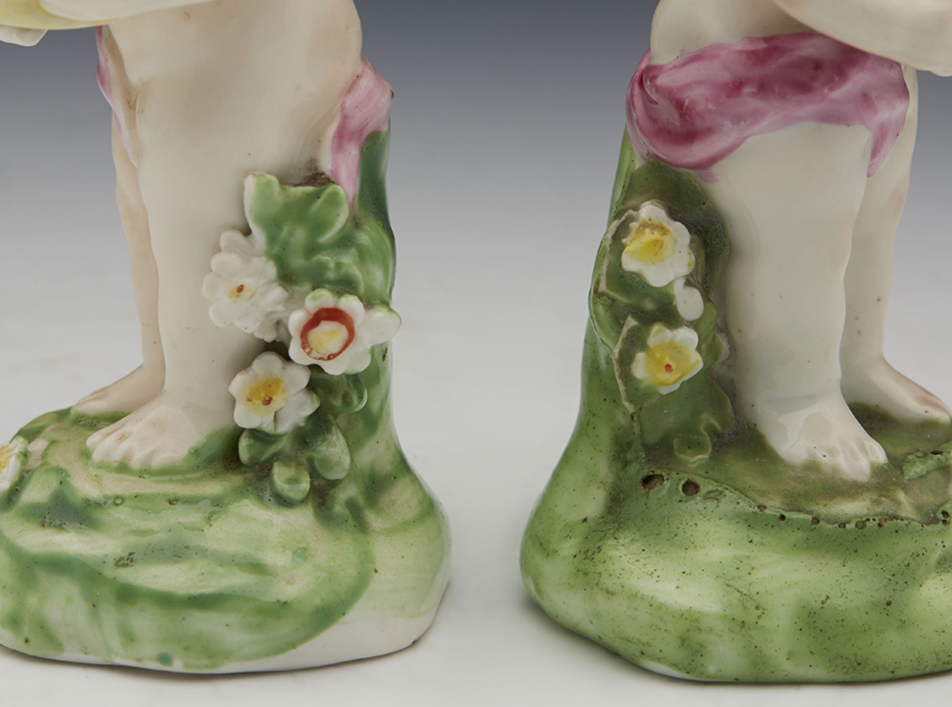 Antique Pair Derby Cherubs With Flower Baskets 18Th C. - Image 4 of 8