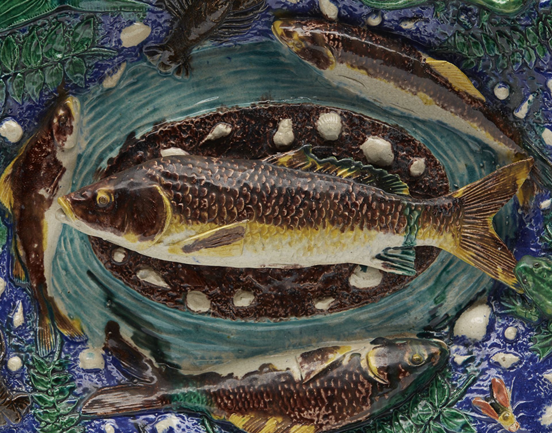 Antique French Palissy Shallow Dish With Fish By Francois Maurice C.1875-1885 - Image 2 of 10