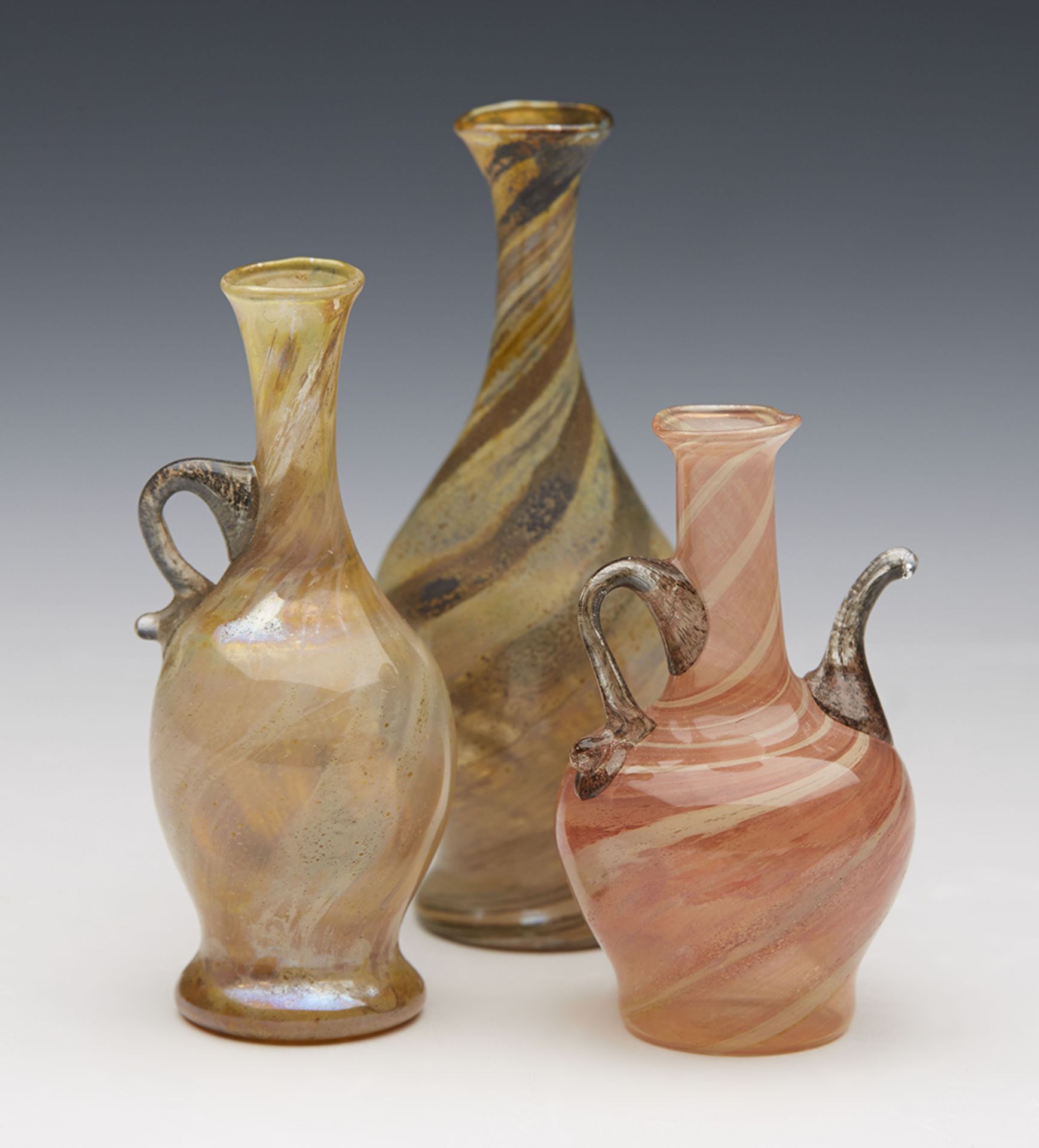 Three Vintage Roman Revival Miniature Glass Vessels 19/20Th C. - Image 3 of 6