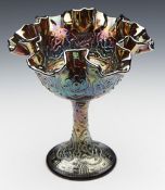Vintage Fenton Persoan Medallion Pedestal Carnival Glass Bowl 20Th C.