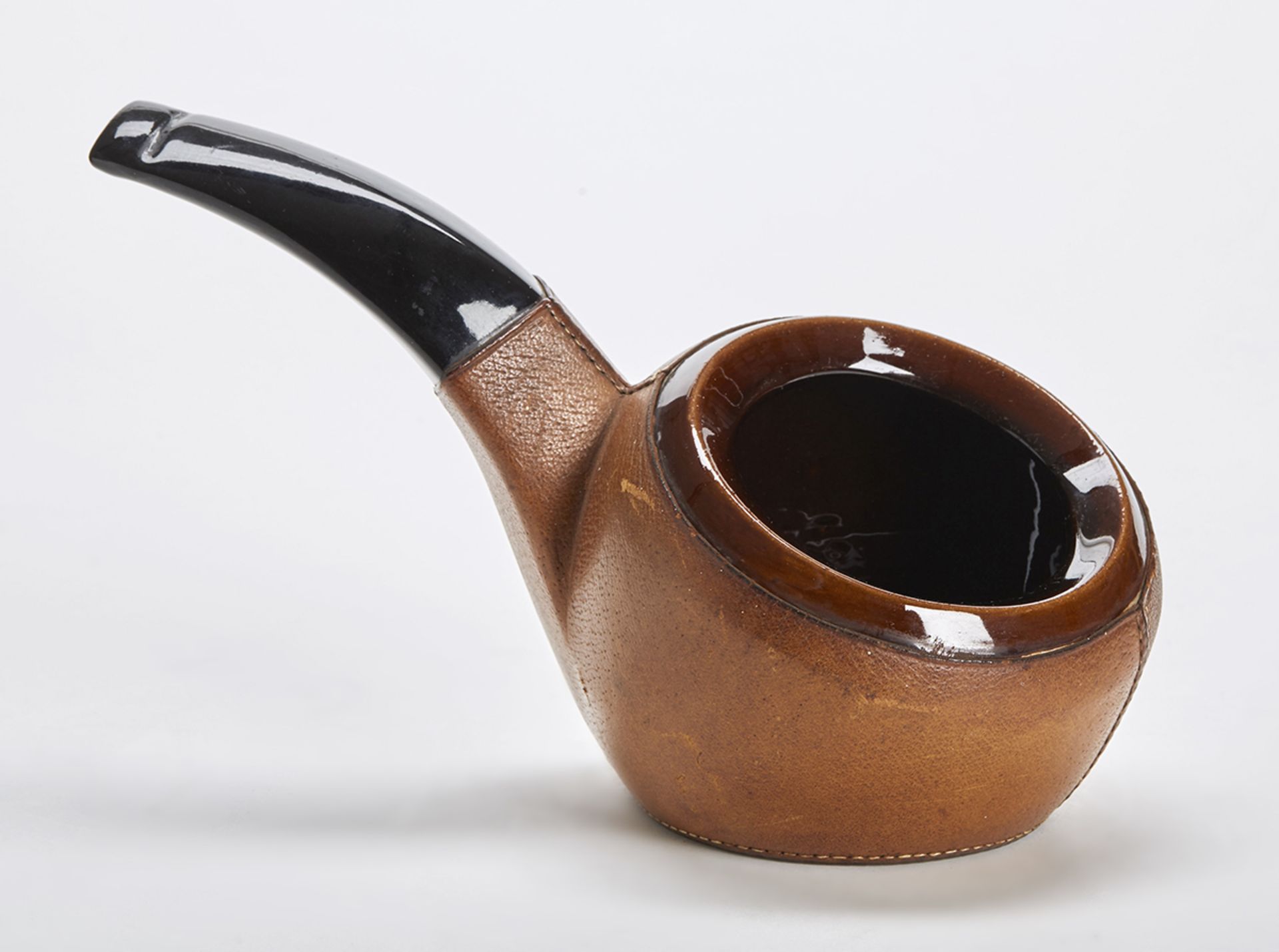 Ceramic & Leather Pipe Container By George Jouve C.1950 - Image 2 of 7