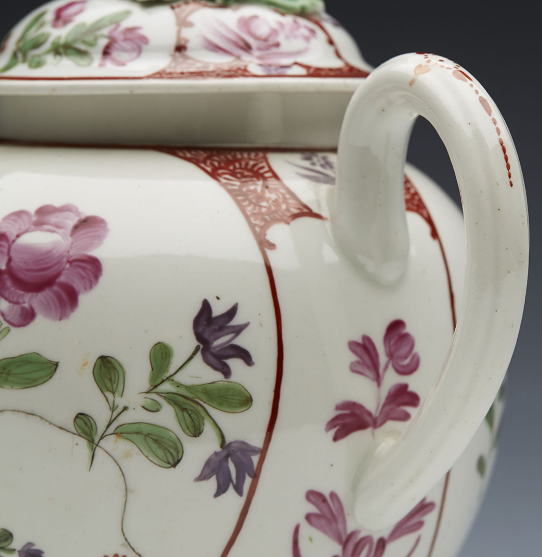 Antique Worcester Globular Lidded Teapot C.1770 - Image 3 of 10
