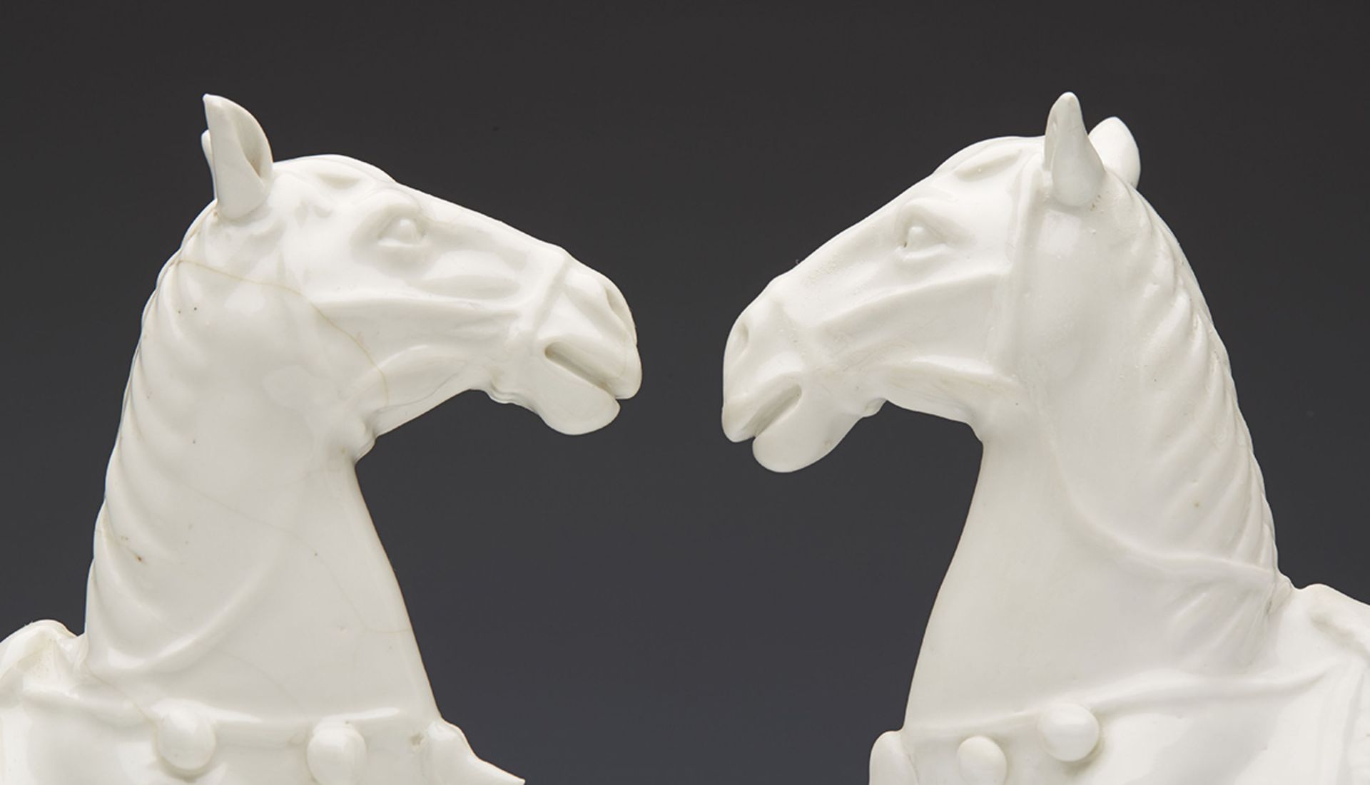 Pair Antique Chinese Blanc De Chine Horse Figures 19/20Th C. - Image 2 of 7