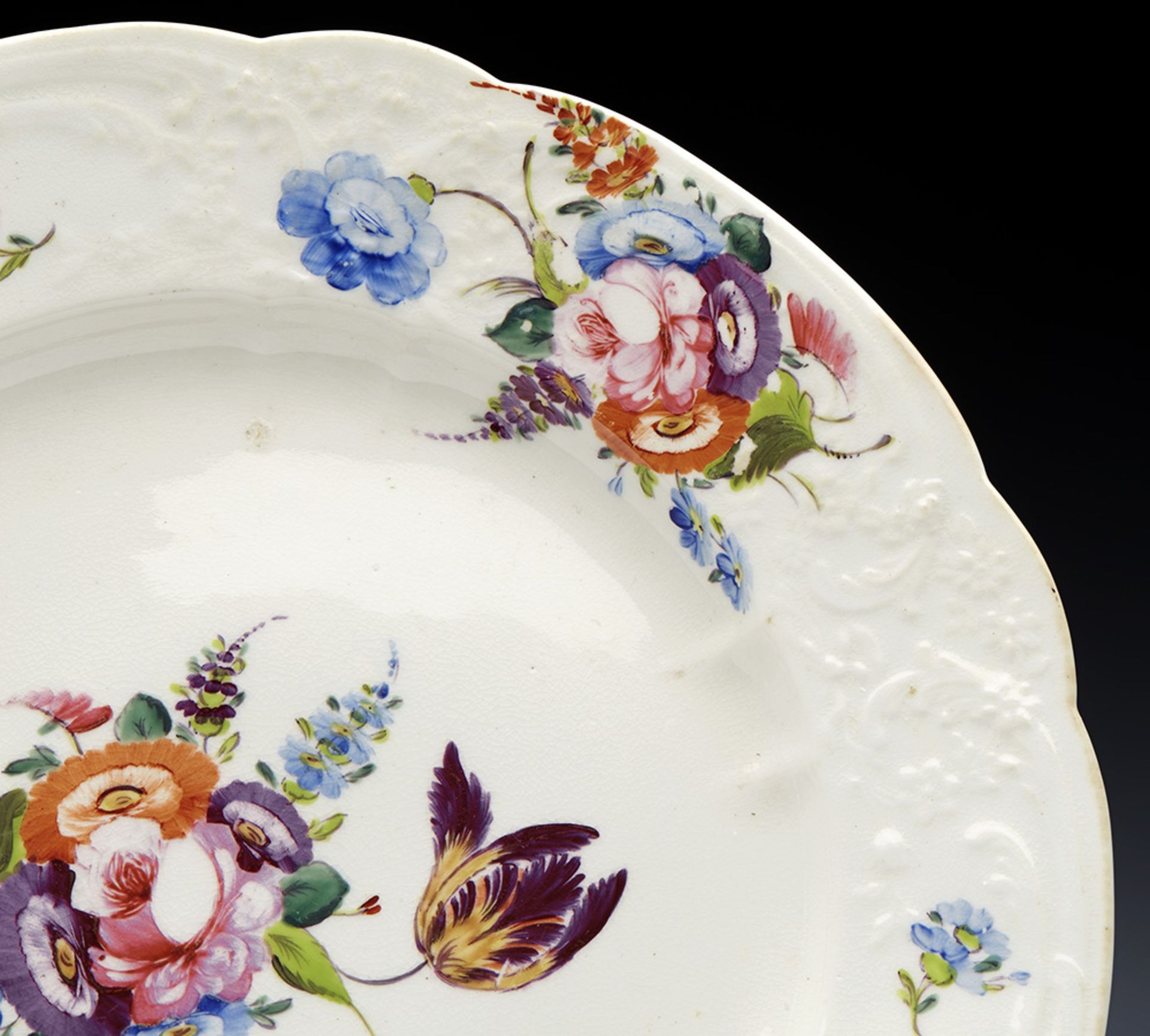 Antique English Welsh Floral Painted Moulded Plate Early 19Th C. - Image 7 of 10