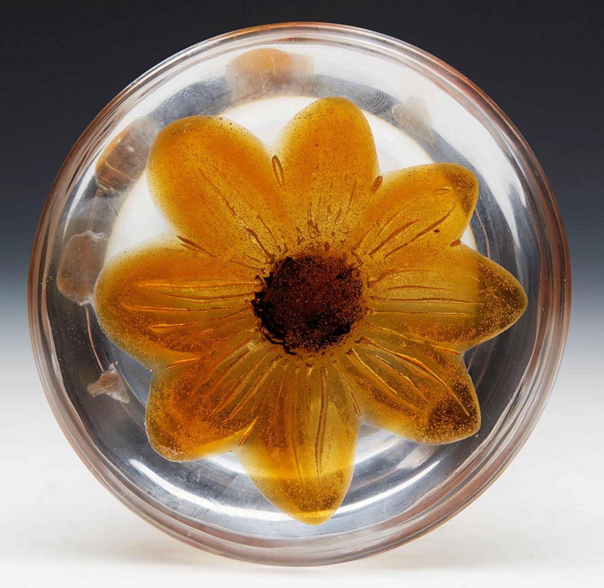 Vintage Stylish French Daum Floral Glass Paperweight 20Th C. - Image 5 of 7