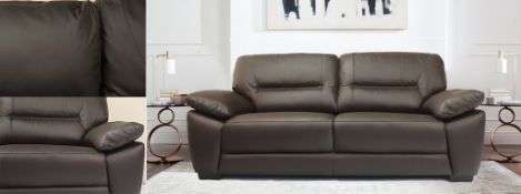 Brand new and boxed Burghley Black Leather 3 Seater Sofa With an irresistibly inviting shape