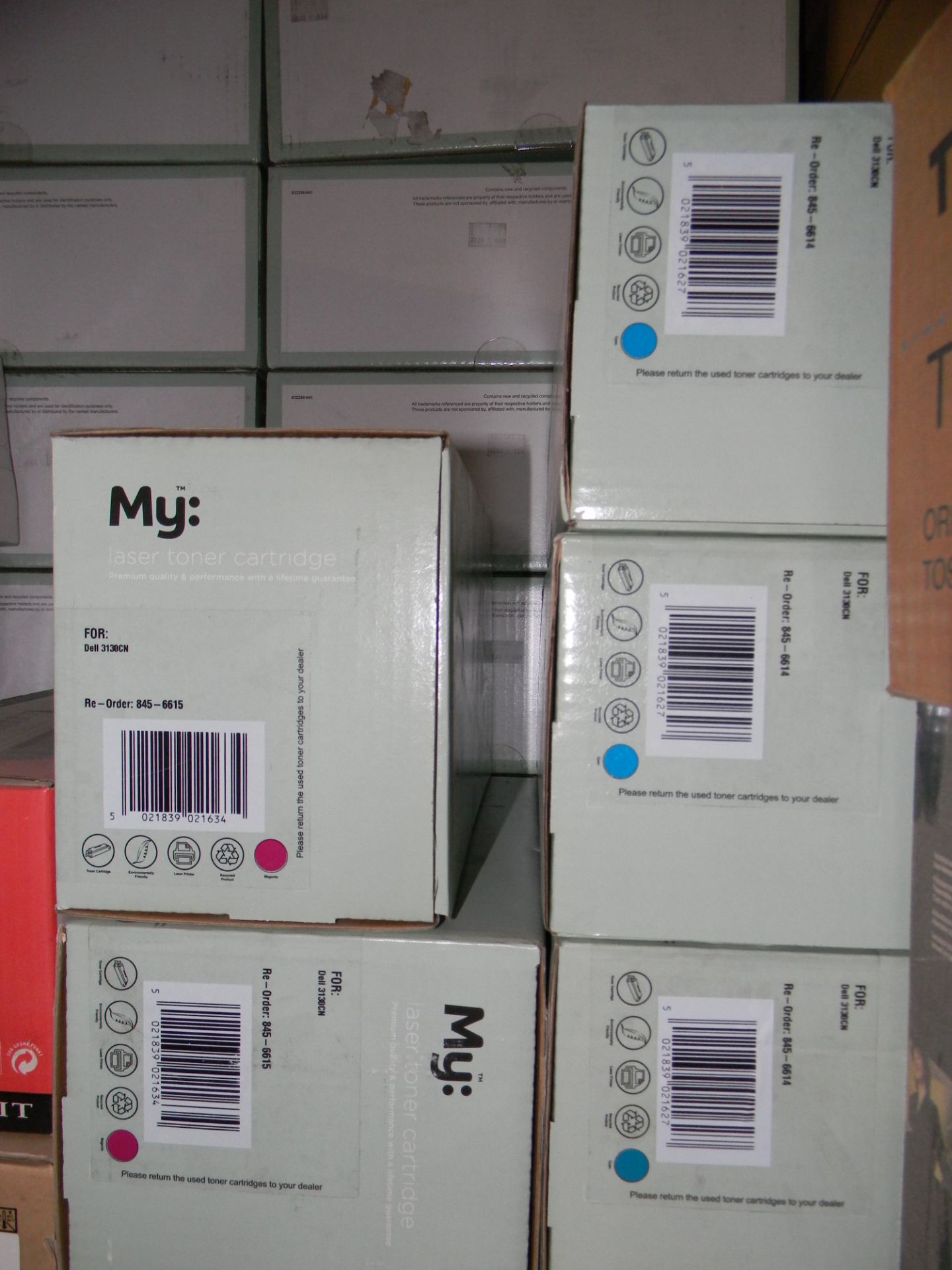 Set of 7 Toner Cartridges Compatible Dell 3130CN (3 x Magenta, 3 x Cyan & 1 x Black) - Image 2 of 2