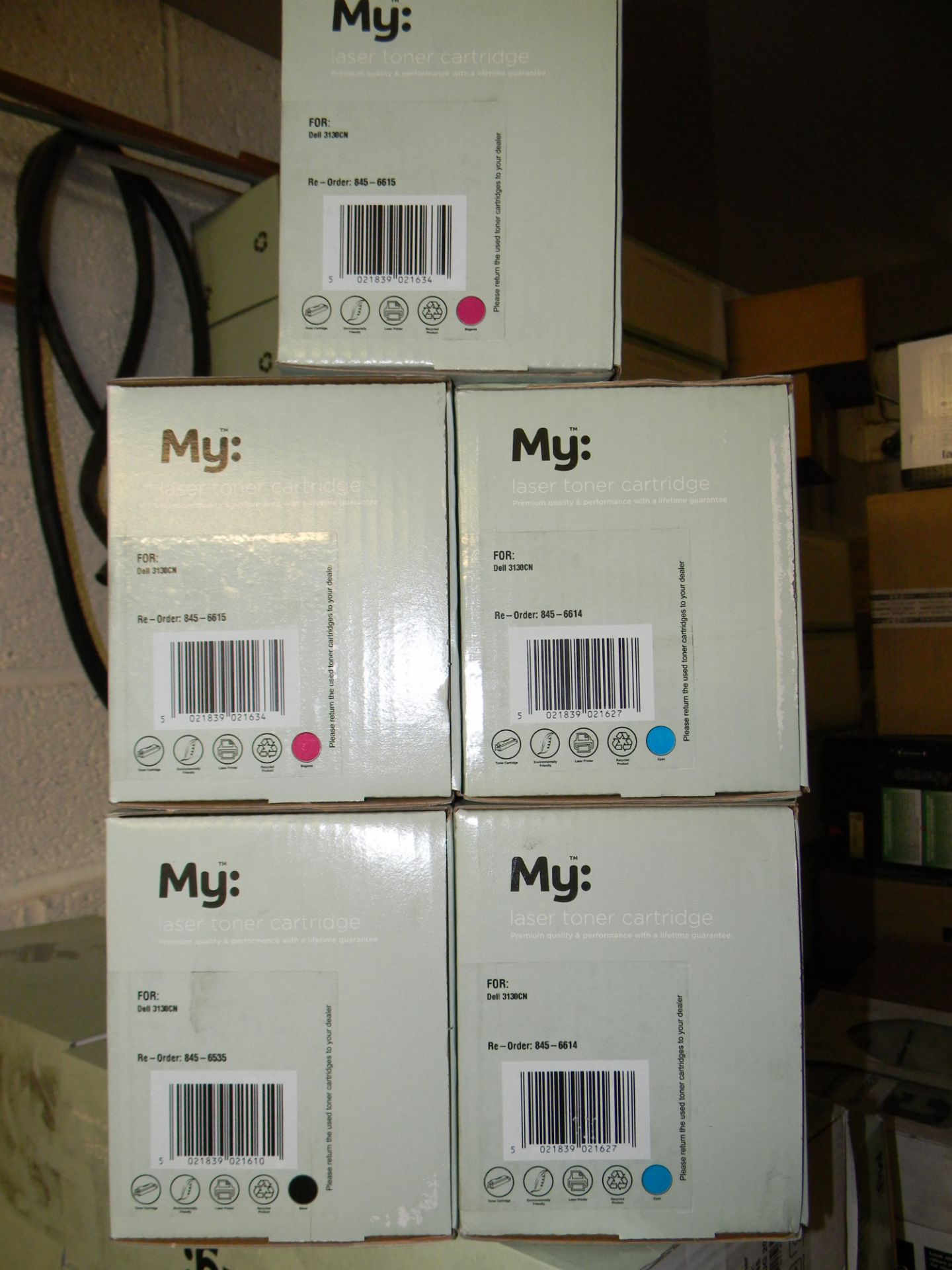 Set of 7 Toner Cartridges Compatible Dell 3130CN (3 x Magenta, 3 x Cyan & 1 x Black)