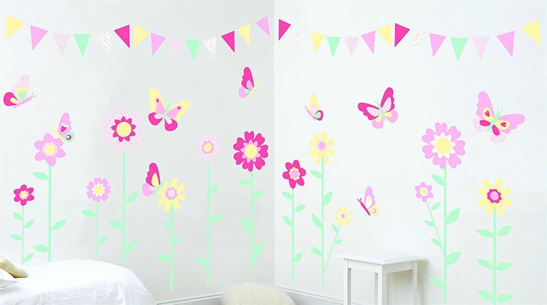 50 sets Beyond the Meadow Girls Nursery MakeOver Kit (Over 100 Wall Stickers to Decorate the Whole