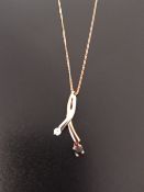 Sapphire & Diamond pendant with Rose Gold chain