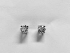 1.50ct diamond solitaire earrings set in 18ct white gold. 2 x brilliant cut diamonds, I colour and