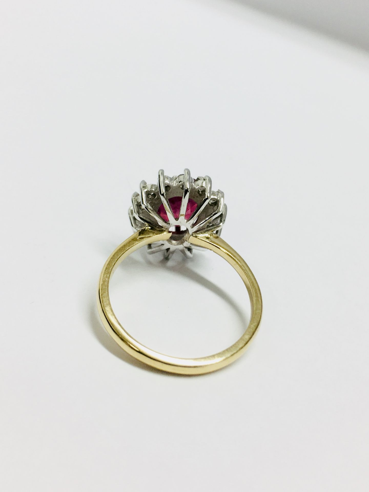 18ct Ruby diamond cluster ring,2.50ct Ruby natural(treated ),0.56ct diamond si2 grade i colour .uk - Bild 5 aus 6