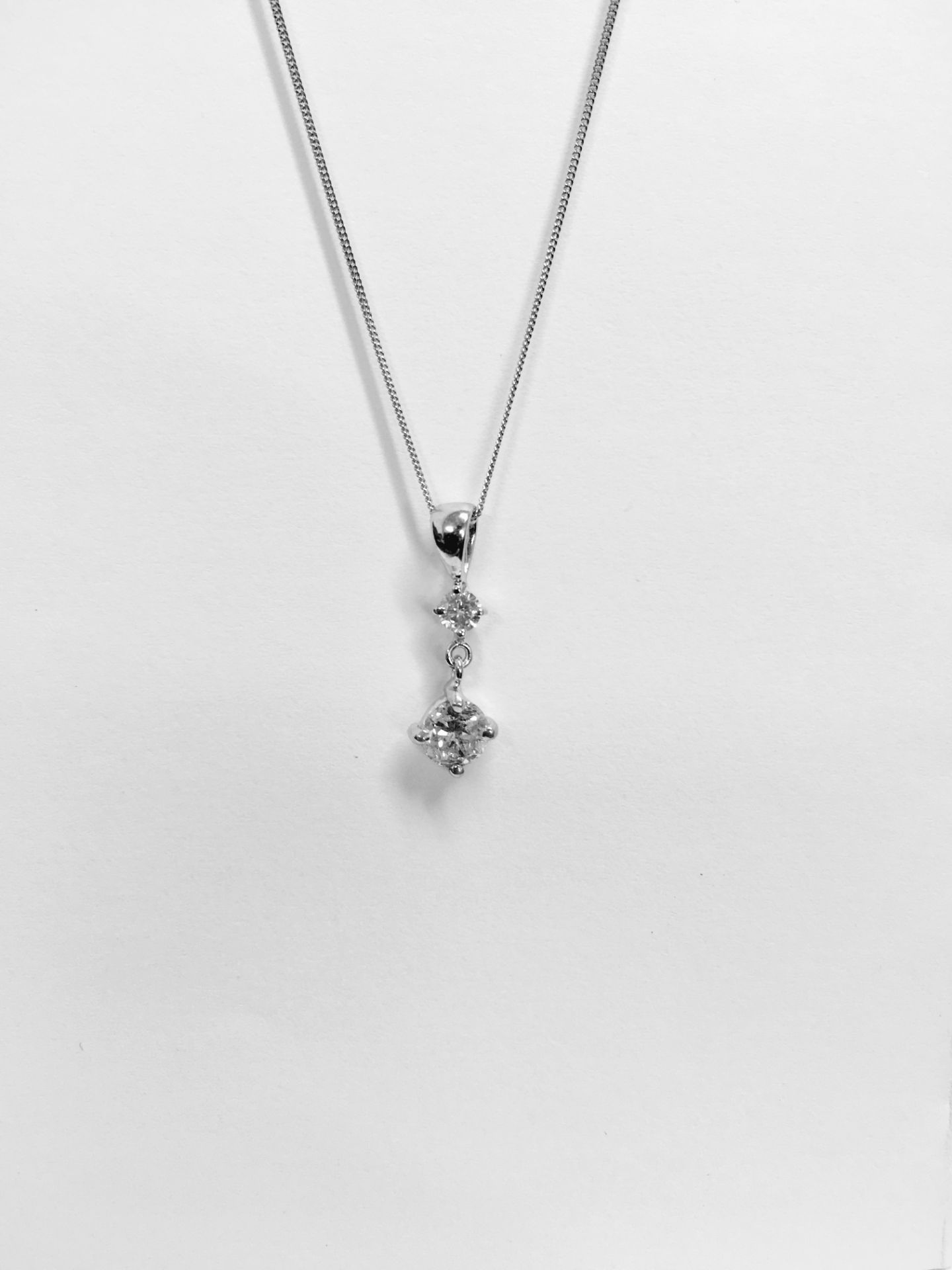 0.60ct diamond drop pendant set in 18ct white gold. 0.50ct on the bottom with 0.10ct on top. I-J - Image 5 of 5