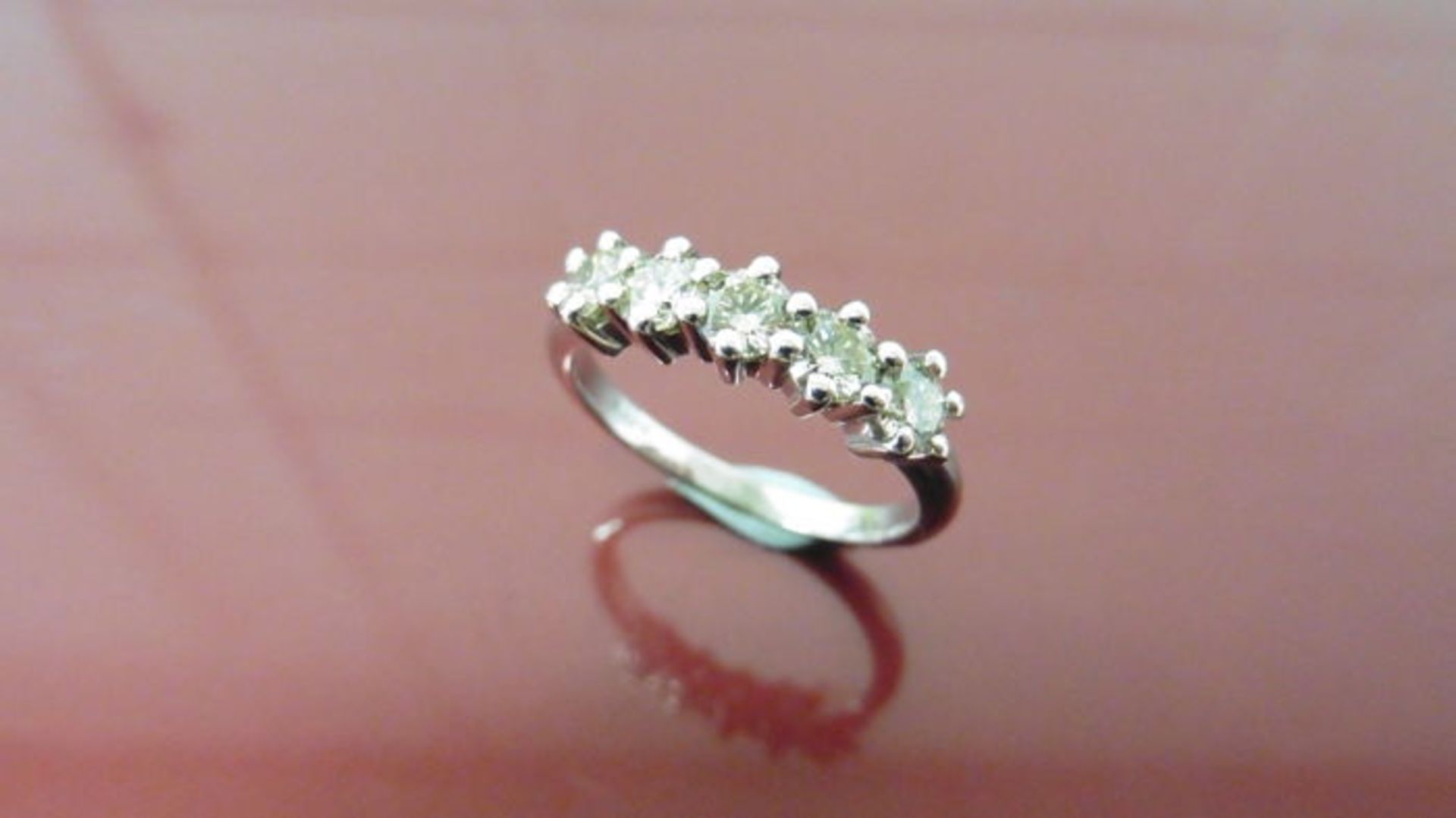 0.50ct Diamond five stone ring set with five brilliant cut diamonds. I/J colour and SI3 clarity. The