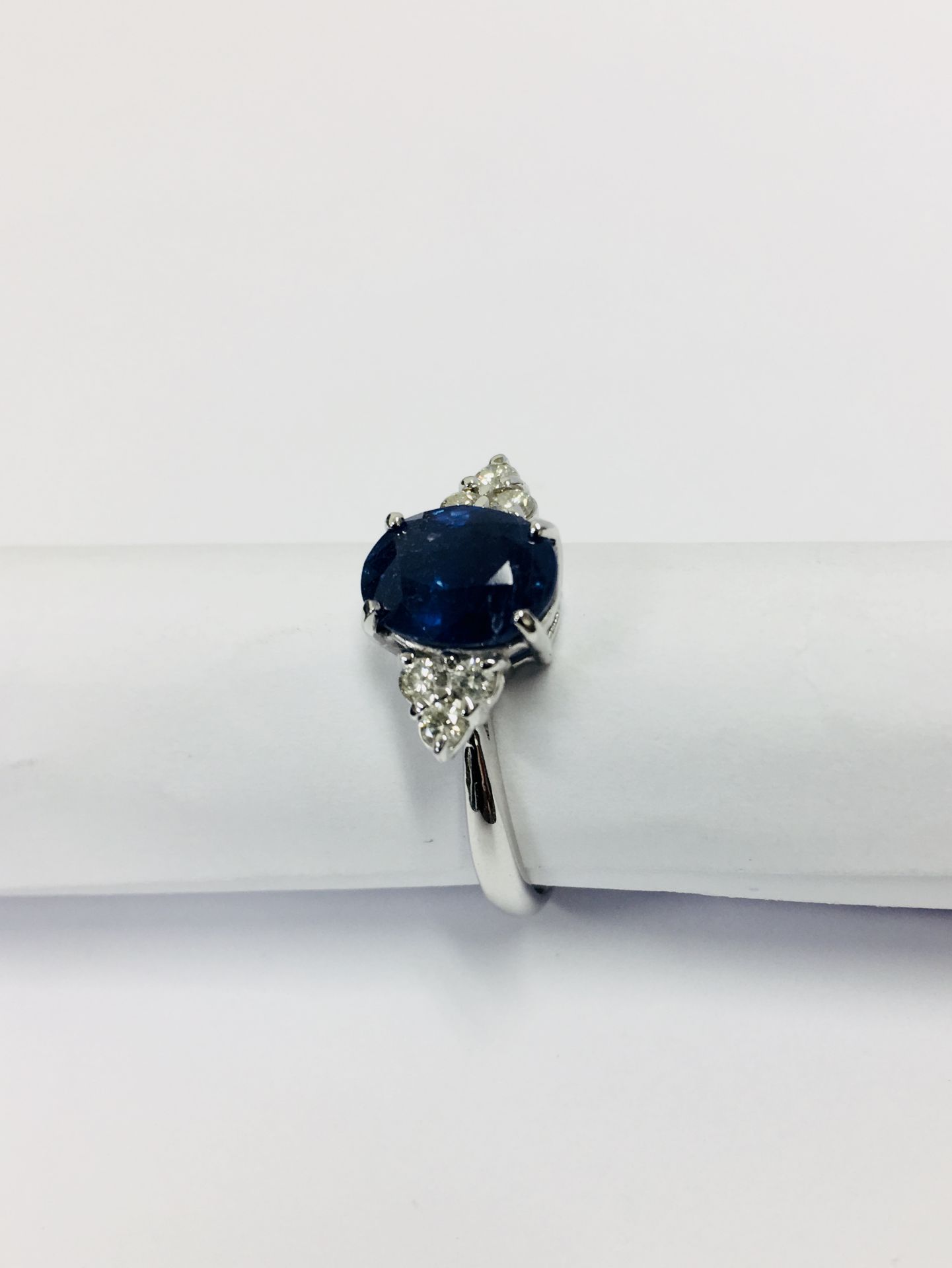 2.50ct Sapphire diamond Cluster ring,2.50ct natural sapphire(treated),0.36ct diamond i colour si - Bild 2 aus 8