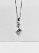 0.60ct diamond drop pendant set in 18ct white gold. 0.50ct on the bottom with 0.10ct on top. I-J