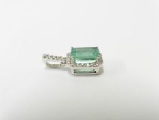 9ct diamond emerald drop earrings,2ct natural emeralds ,0.12ct diamond h colour si clarity,Italian