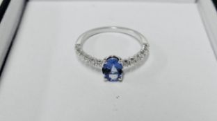 Tanzanite and diamond ring 14ct white gold,1ct tanzanite,14ct white gold stamped 585(Italian),size