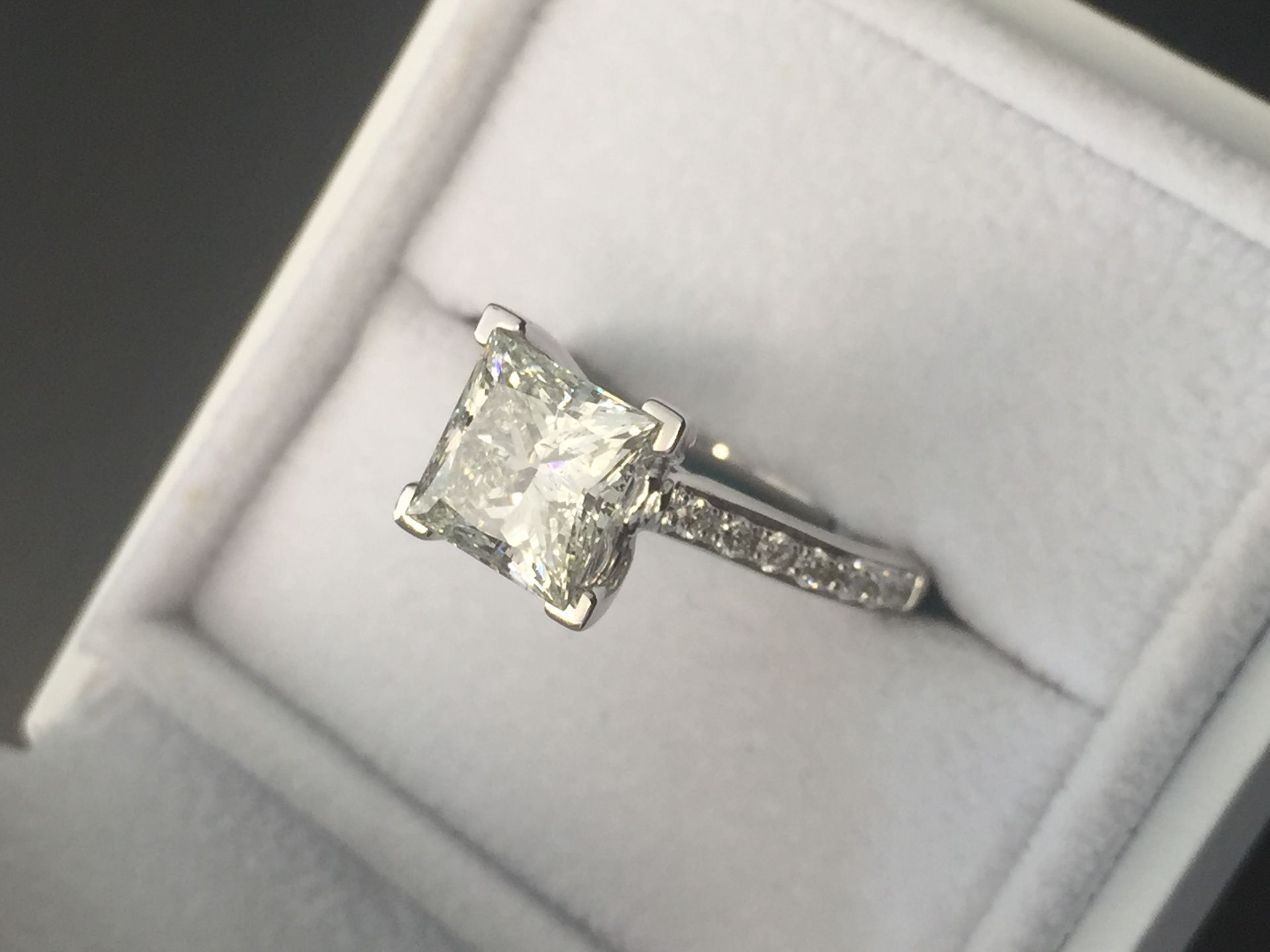 2.09ct diamond set solitaire ring with a princess cut diamond, H colour and si2 clarity on an EGL - Image 2 of 3