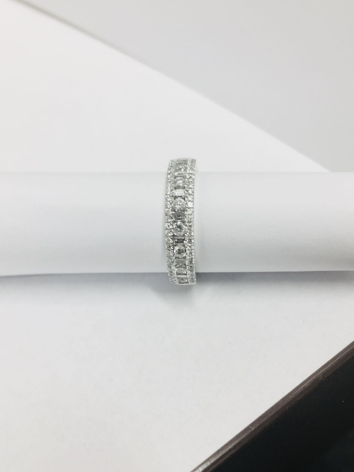 18ct white gold diamond dress ring,0.59ct diamond brilliant cut and baguette damonds h colour vs - Image 2 of 4