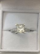 2.09ct diamond set solitaire ring with a princess cut diamond, H colour and si2 clarity on an EGL