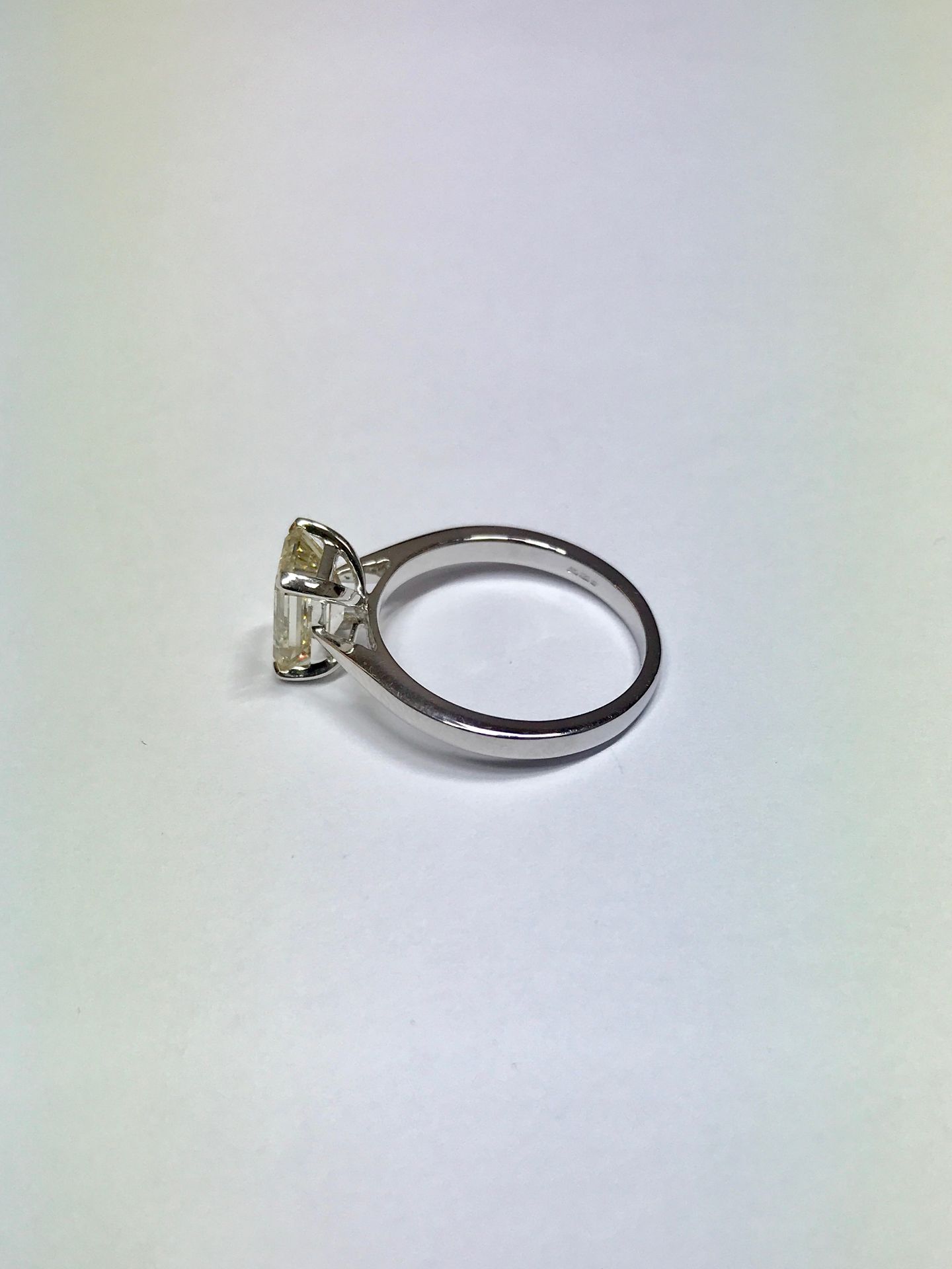 2ct diamond solitaire ring set with an emerald cut diamond, N ( light brown ) colour and VS1 - Image 3 of 5
