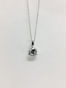 1.01ct diamond solitaire pendant. I colour, si3 clarity. Set in a platinum 3 claw mount with a split