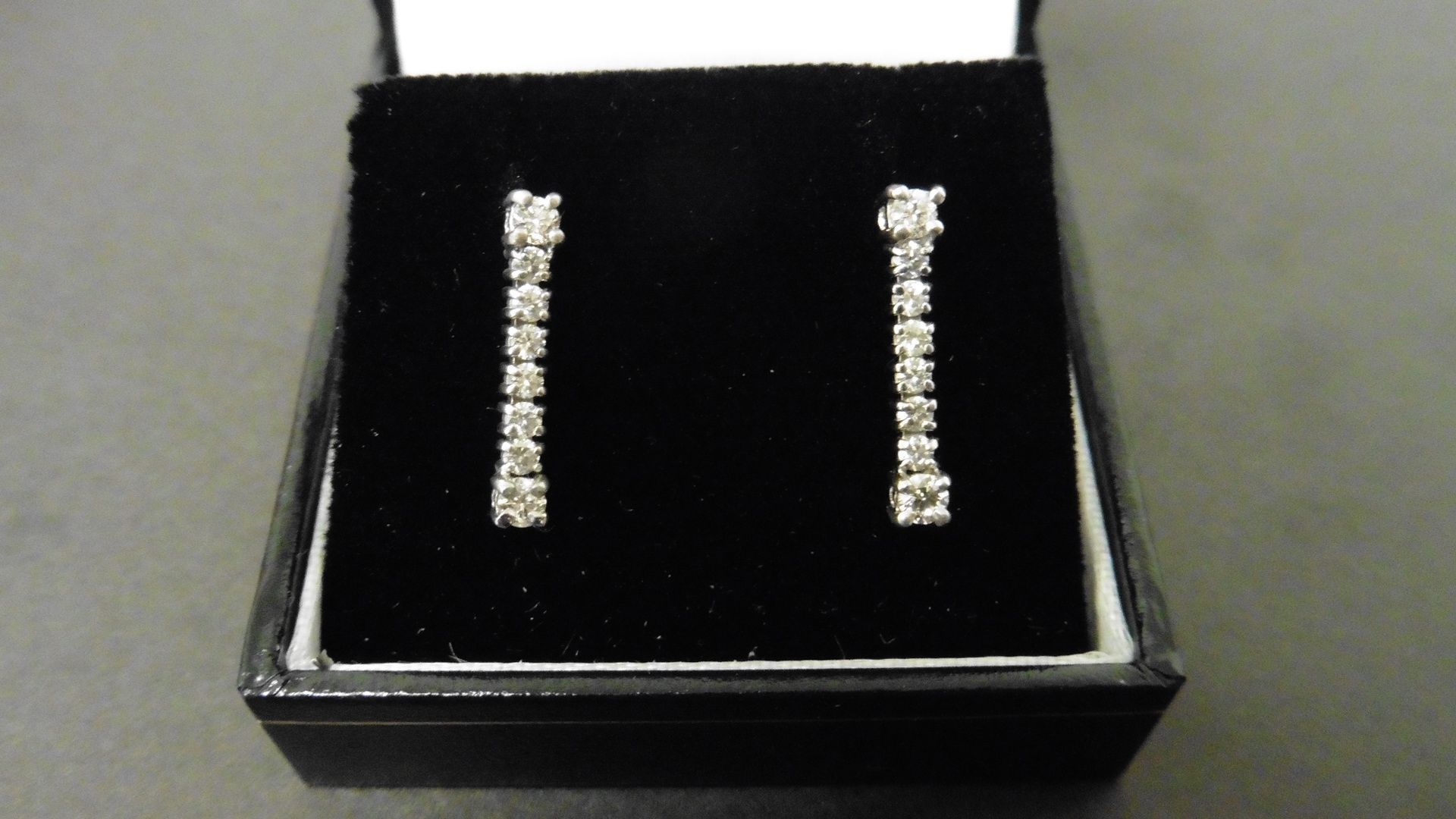 0.60ct diamond drop earrings set in 18ct white gold. Brilliant cut diamonds, I colour and Si3 - Image 3 of 3