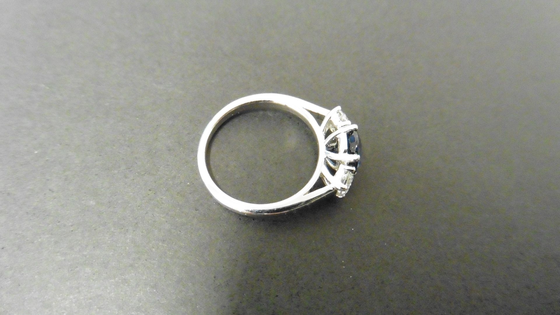 Sapphire diamond Triloy ring 0.70ct Sapphire ,2x 0.25ct diamond stotal 0.50ct si2 I Colour - Image 2 of 3
